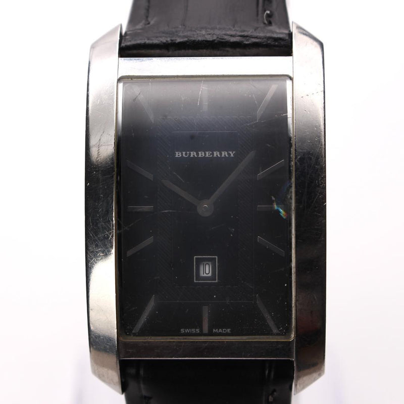 BURBERRY Heritage BU1058 Mens Quartz Watch Black Dial Silver Case 38x30mm Swiss