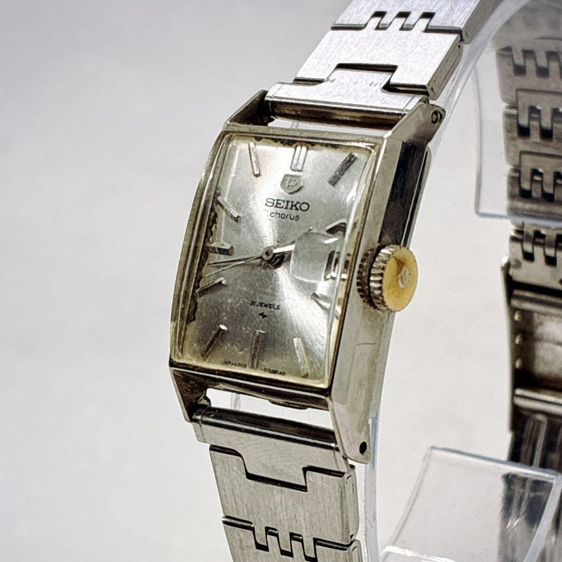 Seiko Chorus Manual Wind Zigzag Date Ladies Watch Runs Stops Second Hand Bent