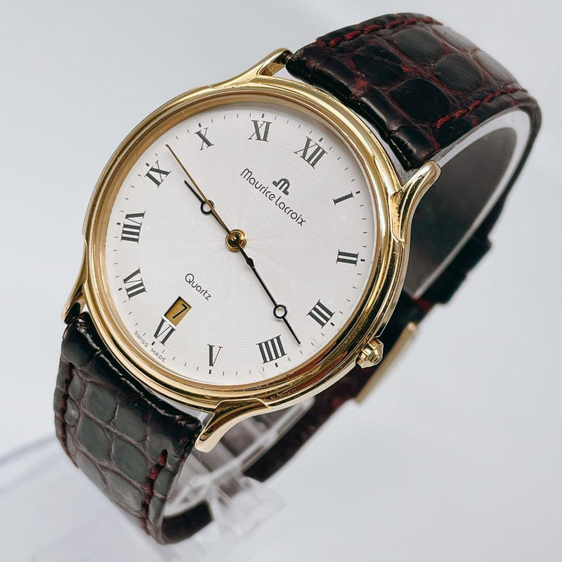 Maurice Lacroix Quartz Mens Wristwatch New Battery Working Stainless Steel 40mm