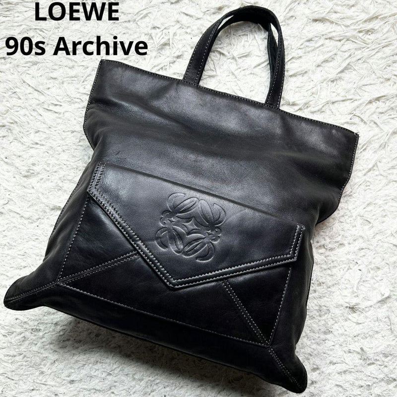 LOEWE Tote Bag Anagram Nappa Leather Dark Brown 13x13.4in A4 Archive Spain