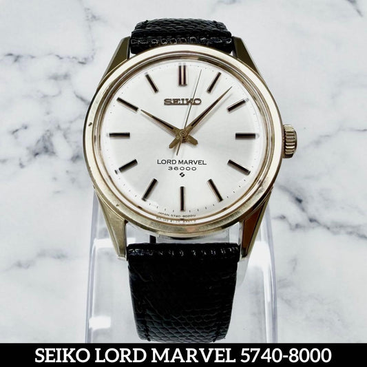 SEIKO LORD MARVEL 36000 5740-8000 Manual Cal.5740C 23J SGP 35mm Silver Sunray