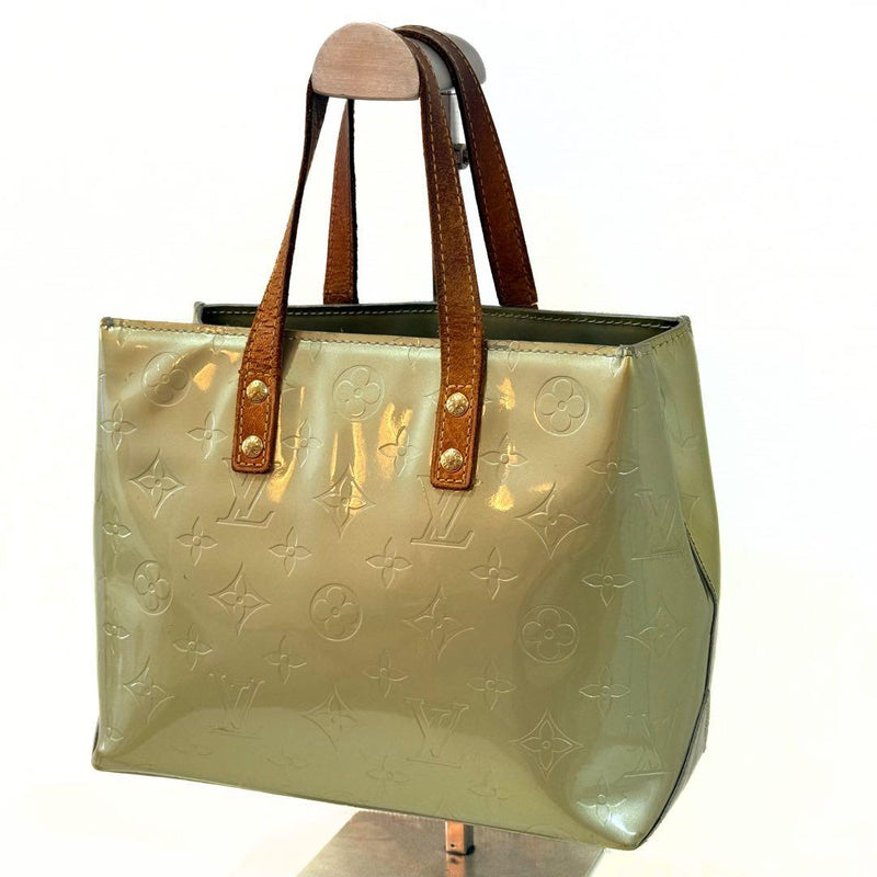 LOUIS VUITTON Reed PM Handbag M91990 Monogram Vernis Leather Green 18x22.5x10.5
