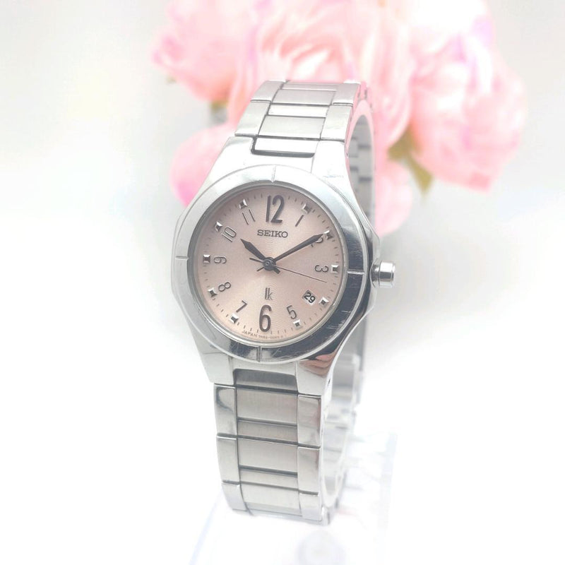 SEIKO Lukia Quartz Watch 26mm Pink Dial Date Ladies Ref. 1041 Band 17.1cm