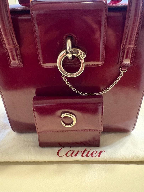 Cartier Panthère Handbag Wallet Set Bordeaux Patent Leather 8.7x8.3x3.1in