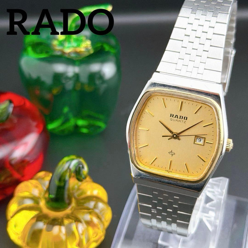RADO Tank 711.9008.4 Gold Tone Quartz Silver Dial Square 36.2x33.3mm Mens Watch