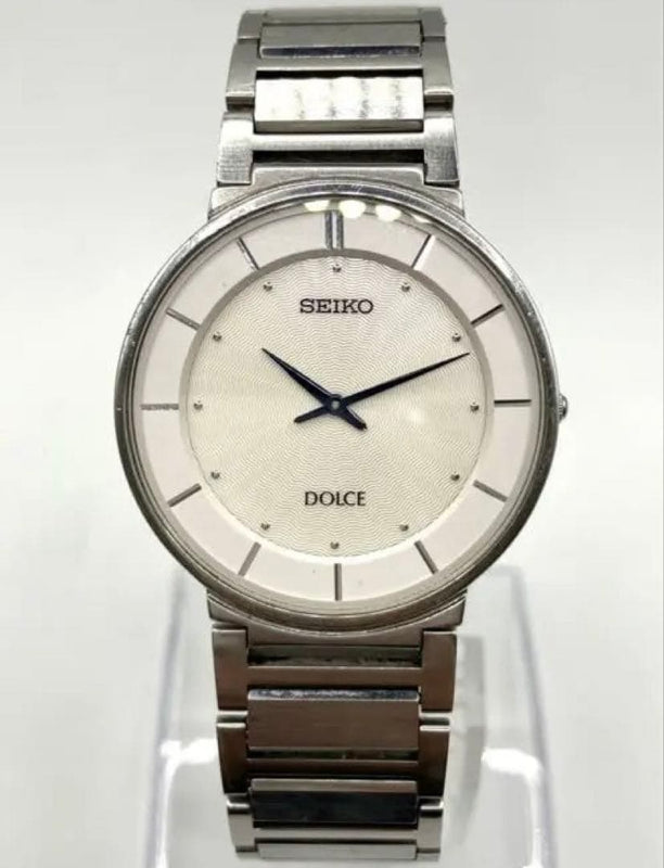 SEIKO DOLCE 4J40-0AC0 Mens Quartz Watch 33mm Stainless Steel Silver Gray