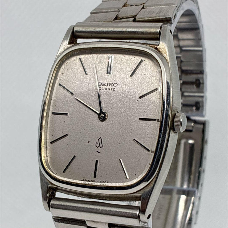 Seiko Mens 2620-5050 Quartz Watch 1978 Stainless Steel Silver Square 27mm