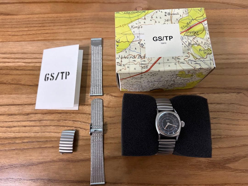 GS/TP QMD02B TELEGRAPH Black Dial Watch TENDER CO. Extra Band Links Box