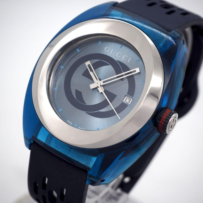 GUCCI SYNC YA137104 Mens Quartz Movement 46mm Case Blue Dial Blue Band Watch