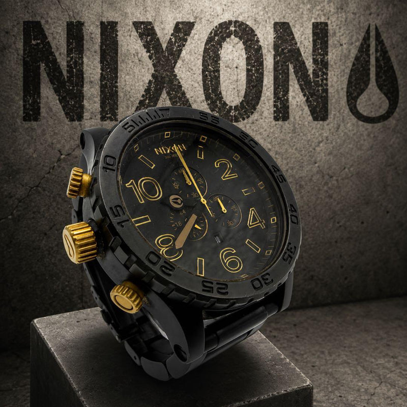 NIXON 51-30 CHRONO Watch Quartz Stainless Steel 51mm Black Gold 300m Diver