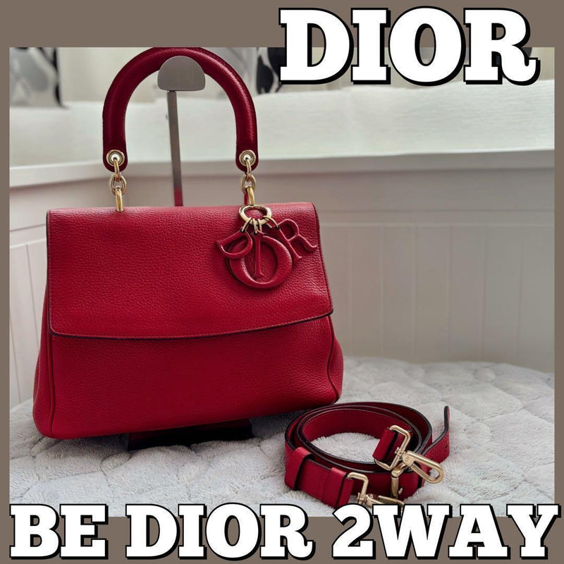 Christian Dior Be Dior 2way Handbag Red Calfskin W27cm H20cm D13cm Gold Hardware