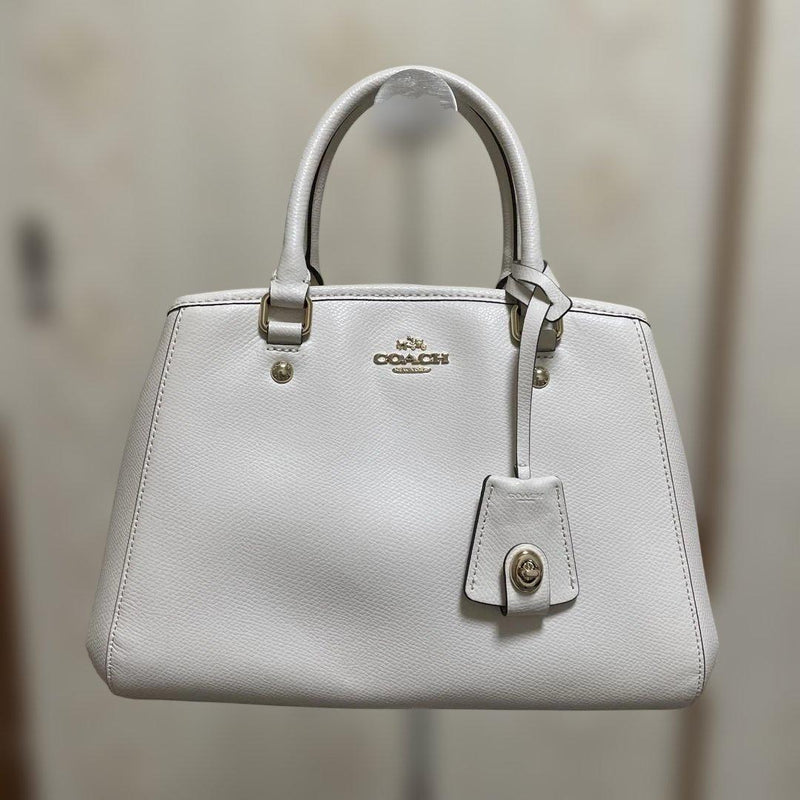 COACH Teri 2Way Shoulder Bag Signature Coated Canvas White CA548 Magnet Closure