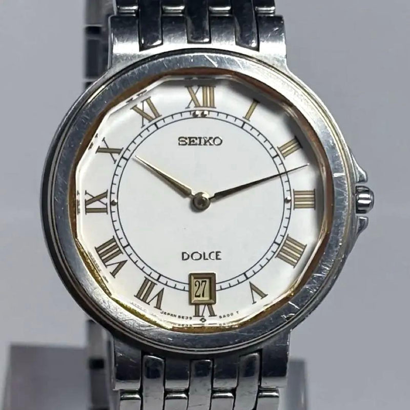 SEIKO Dolce 5E39-5A00 Quartz SS Two-Tone 31mm White Roman Dodecagon Crystal