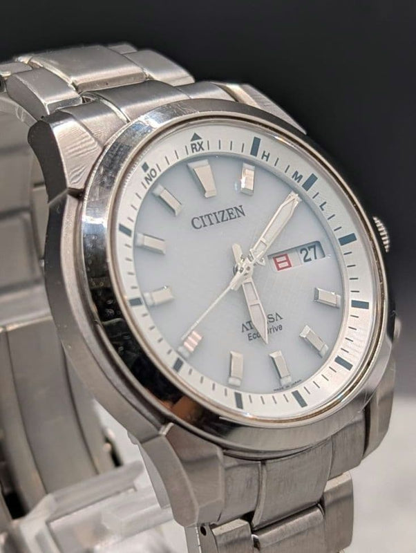 CITIZEN ATTESA ATD53-2982 Eco-Drive Radio Titanium 40mm White Day Date Sapphire