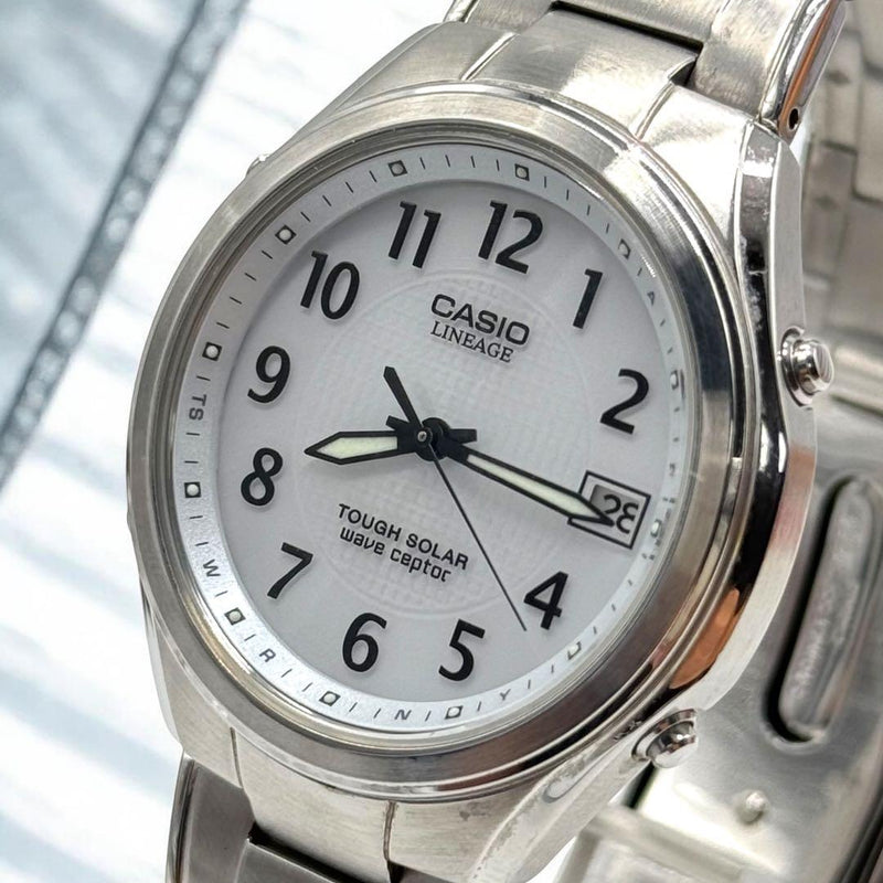 CASIO LINEAGE LIW-120DEJ-7A2JF Men Radio Wave Solar Watch Silver White Date
