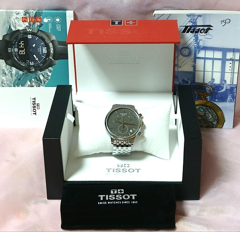 Tissot Tradition T063617A 42mm White Dial Chronograph Quartz Mesh Bracelet Watch