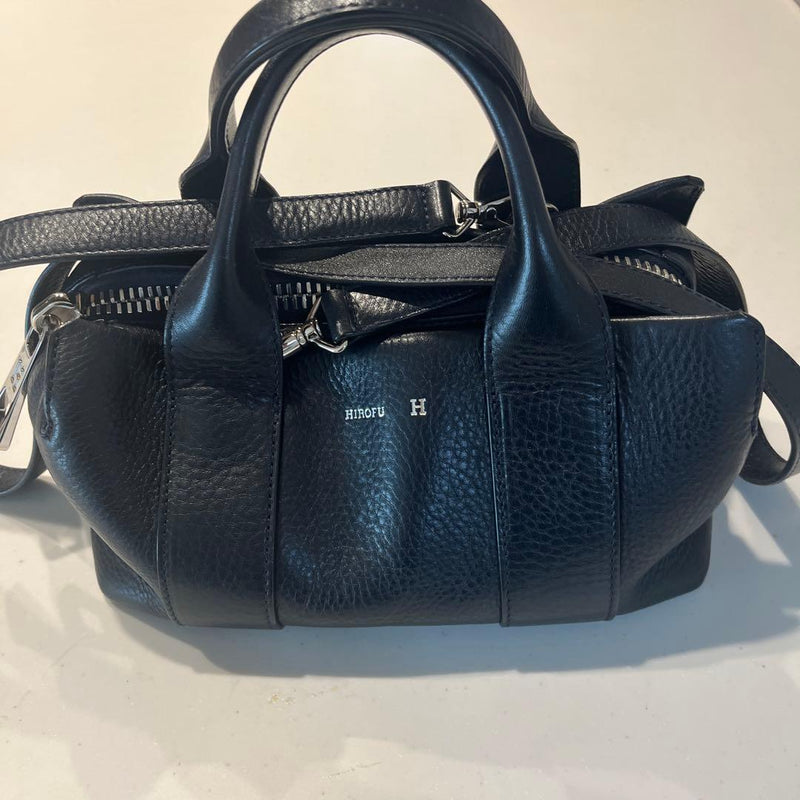 HIROFU Ranpo Leather Mini Handbag S 2-Way Detachable Shoulder Strap Navy 2