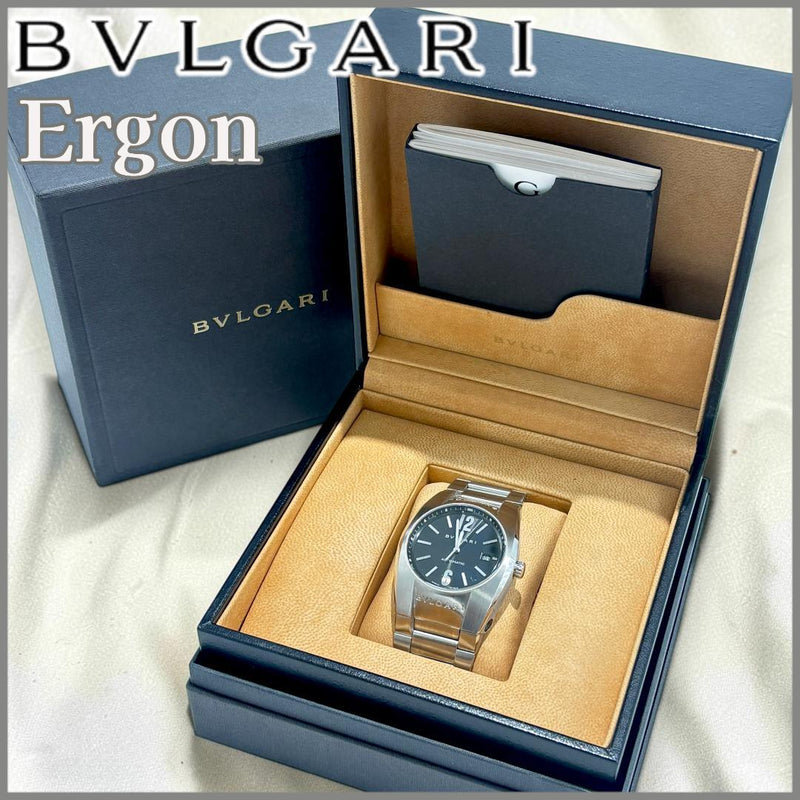 BVLGARI Ergon EG40S Automatic Mens Watch 40mm SS Black Dial Bracelet