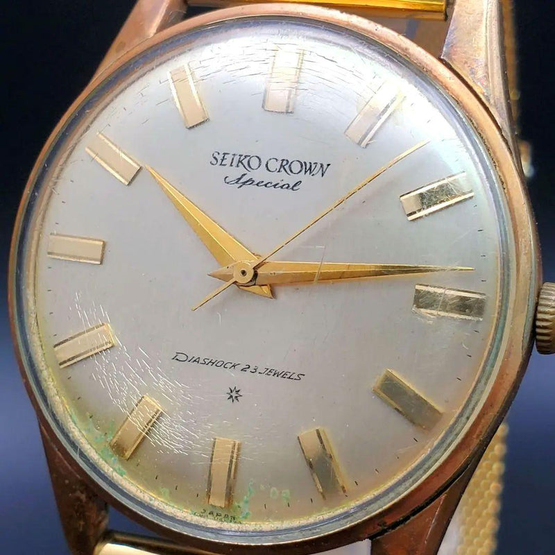 Seiko Crown Special J14100 Watch Manual Wind 23J Gold Filled 80 Microns 36.5mm