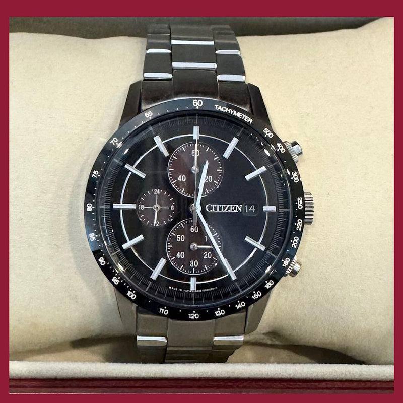 Citizen B612-S083451 Eco-Drive Solar 40mm Black Dial Tachymeter Chronograph