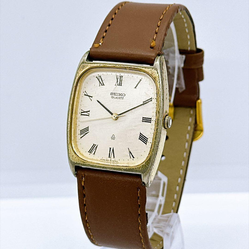 Seiko Chariot 9921-5010 Twin Quartz Gold Square Roman Numeral Men Watch
