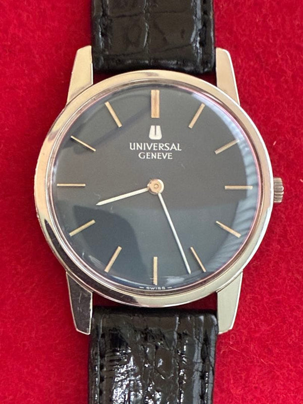 UNIVERSAL GENEVE 842101 Hand-Wound Cal.42 Navy Blue Dial New Genuine Band Watch