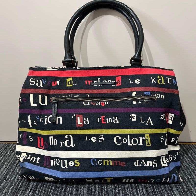 JEAN PAUL GAULTIER Kiss Lock Cloth All Over Print Shoulder Bag H30 W34-45 D12cm