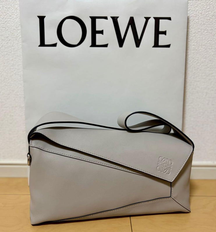 LOEWE Puzzle Hobo Bag Napa Calf Ghost 5.5x11.3x4.2in 2023 W/ Inner Bag