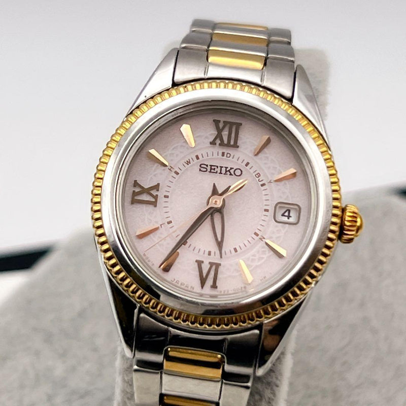 SEIKO Tisse A69 Solar Atomic Ladies 24.7mm Silver Pink Gold Light Pink Dial
