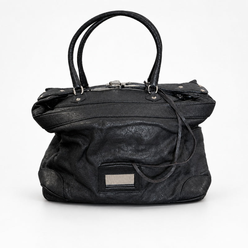 Balenciaga City First Motorcycle Bag 2Way Leather Boston Handbag Black Nicolas
