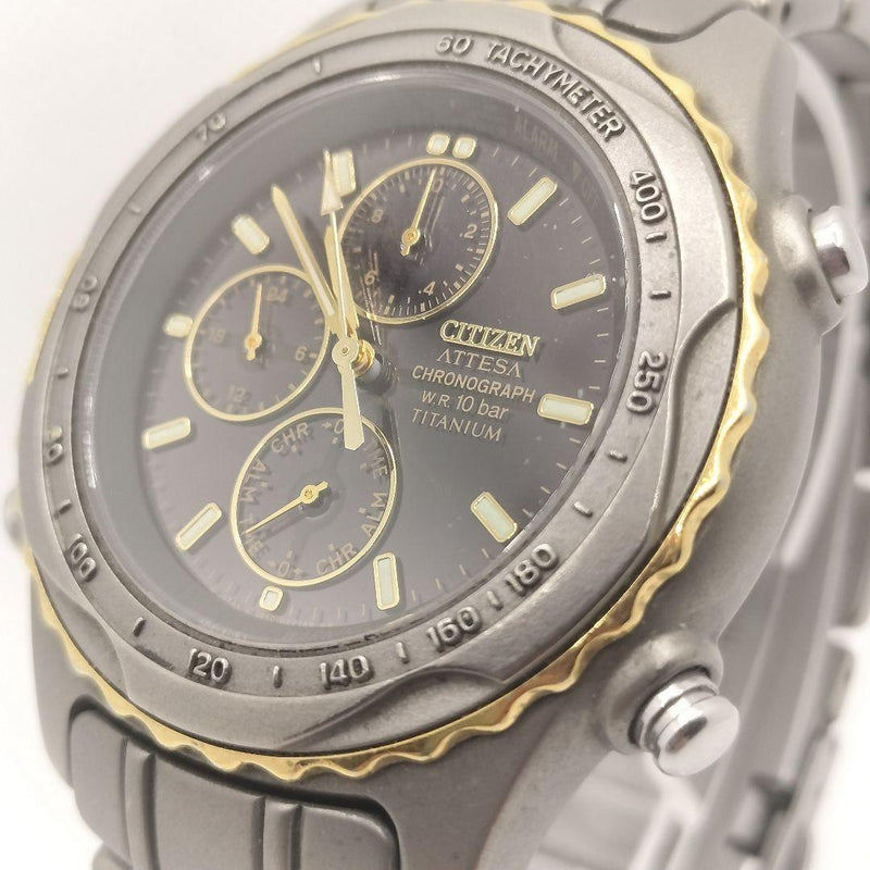 CITIZEN ATTESA Caliber 0850 Eco-Drive Solar Chronograph Titanium 40mm Black