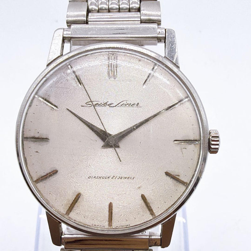 SEIKO Liner J15001E Manual Wind 21 Jewels 37.89mm Silver Dial Watch 1960s