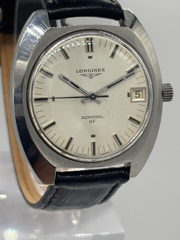 Longines Admiral HF Hand Winding Date Display Silver Dial 36mm 18mm Lug Mens