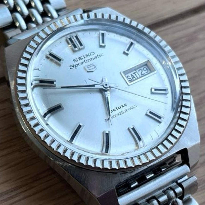 SEIKO Sportsmatic 5 Deluxe 7619-9041 1967 25J Automatic Silver Dial Watch