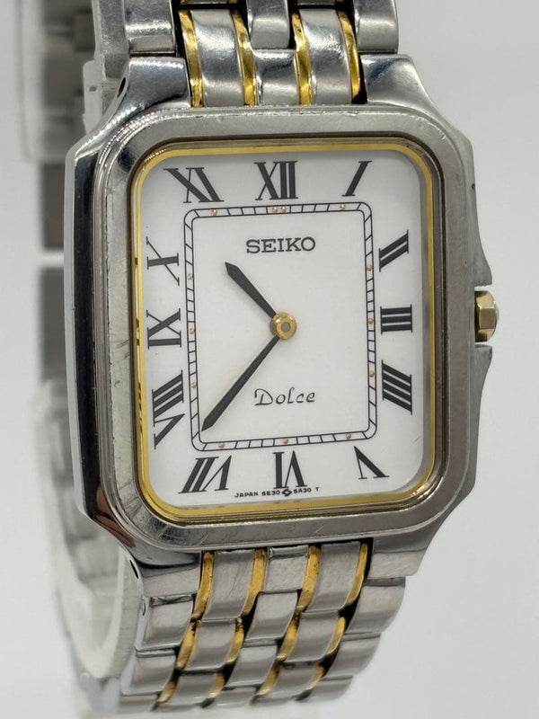 SEIKO Dolce 5E30-5A40 Quartz White Roman Dial 28mm Mens Watch Steel 5.0mm 3J