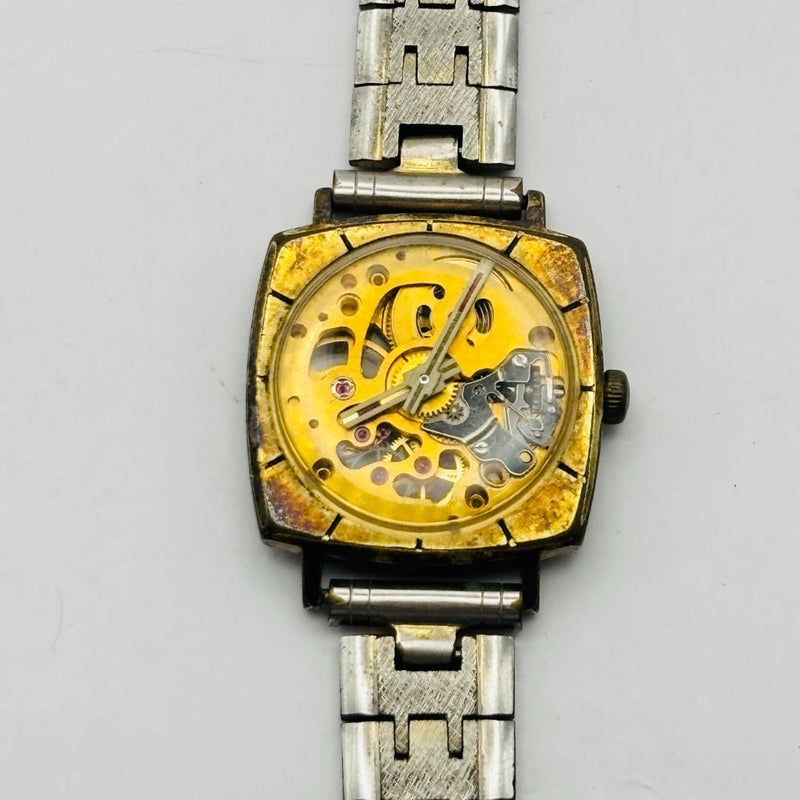 VULCAIN MSR Mens Manual Wind Skeleton 17 Jewels Square Analog 2-Hand Watch
