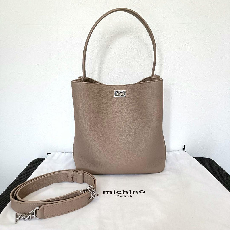 michino PARIS Odeon PM Handbag TOURTERELLE Taurillon Leather H26.5 W24 D15cm