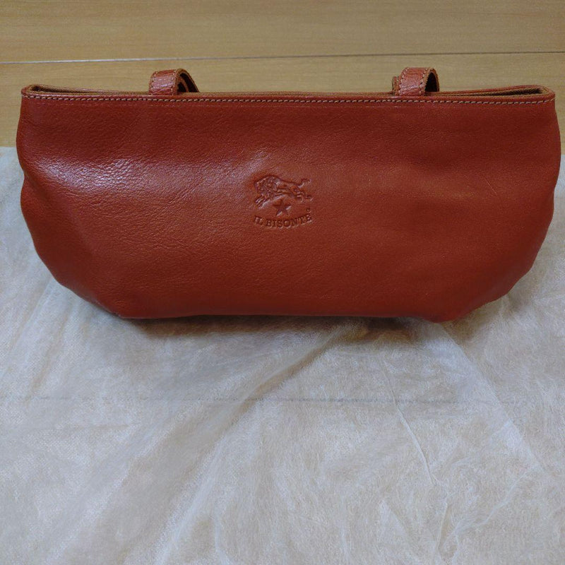 IL BISONTE Handbag Leather Nume ヌメ Natural Italy Brass Solid Handbag Shape