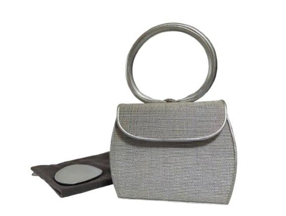 COMTESSE PRINCESS Horsehair Handbag Gray Gold Hardware 12.5cm H 13cm W