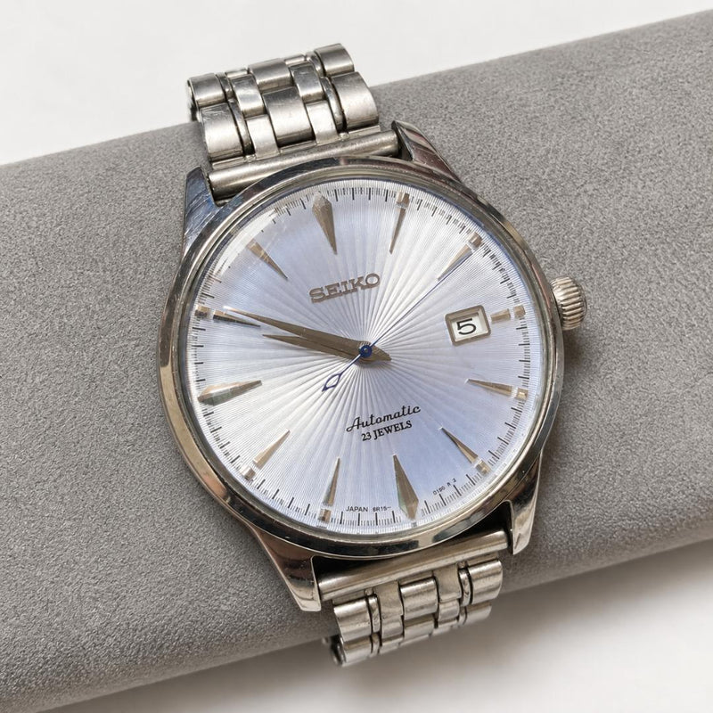 SEIKO 6R15-01S0 Automatic 23 Jewels Silver Dial Silver Band Mens Watch