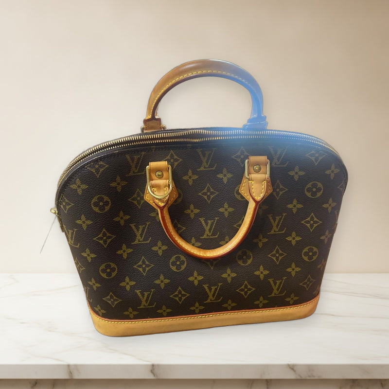 Louis Vuitton Alma Pm Handbag Monogram Brown Leather