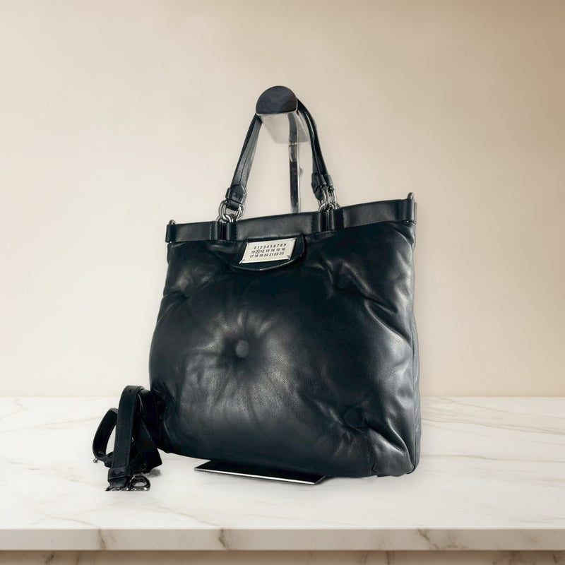 Maison Margiela Glam Slam S56WD0133 Shoulder Bag Black Grain Leather Silver