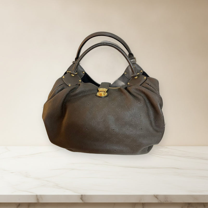 Louis Vuitton Mahina Leather Handbag Shoulder Bag Taupe