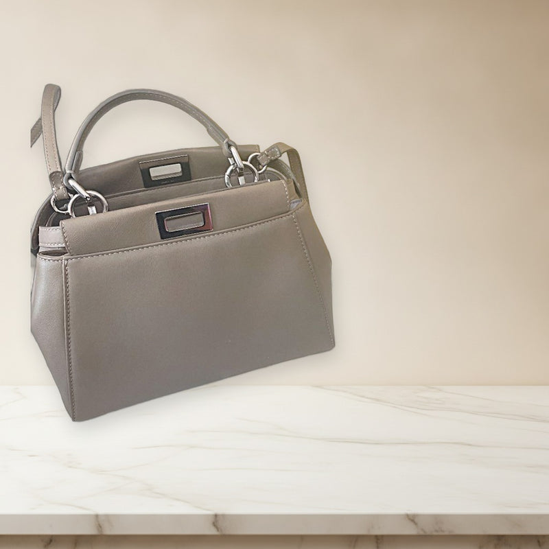 Fendi Peekaboo Mini Handbag Crossbody Shoulder Bag Leather