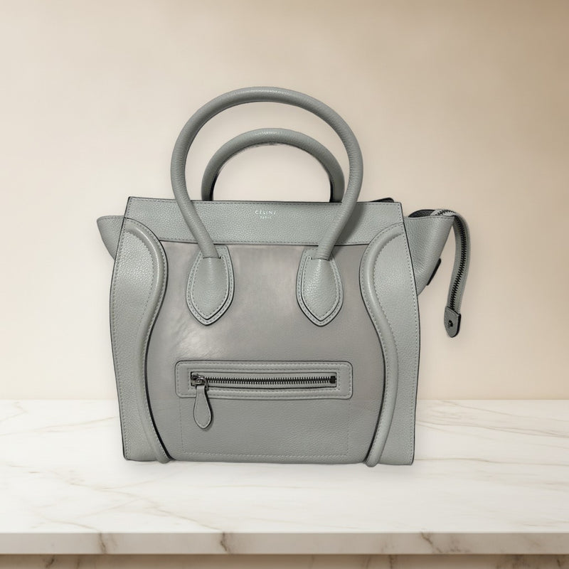 Celine Luggage Mini Shopper Lune Handbag Tote Leather