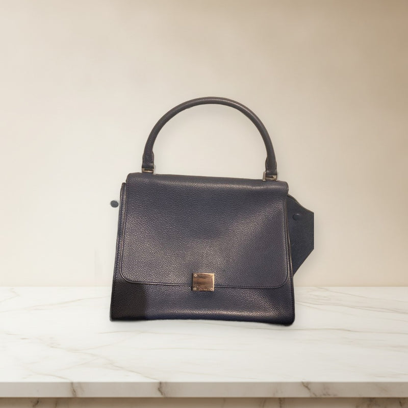 Celine Handbag Tote Bag Navy Leather Gold Hardware