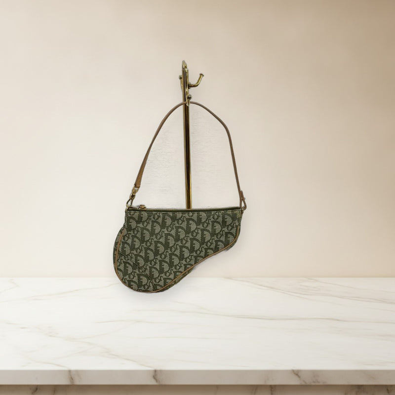 Dior Saddle Bag Mini Handbag Crossbody Shoulder Green