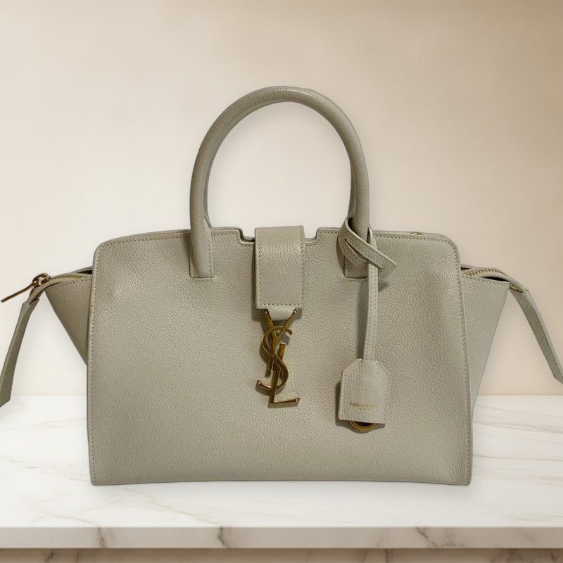 Saint Laurent Cabas 635346 Handbag Leather Ivory