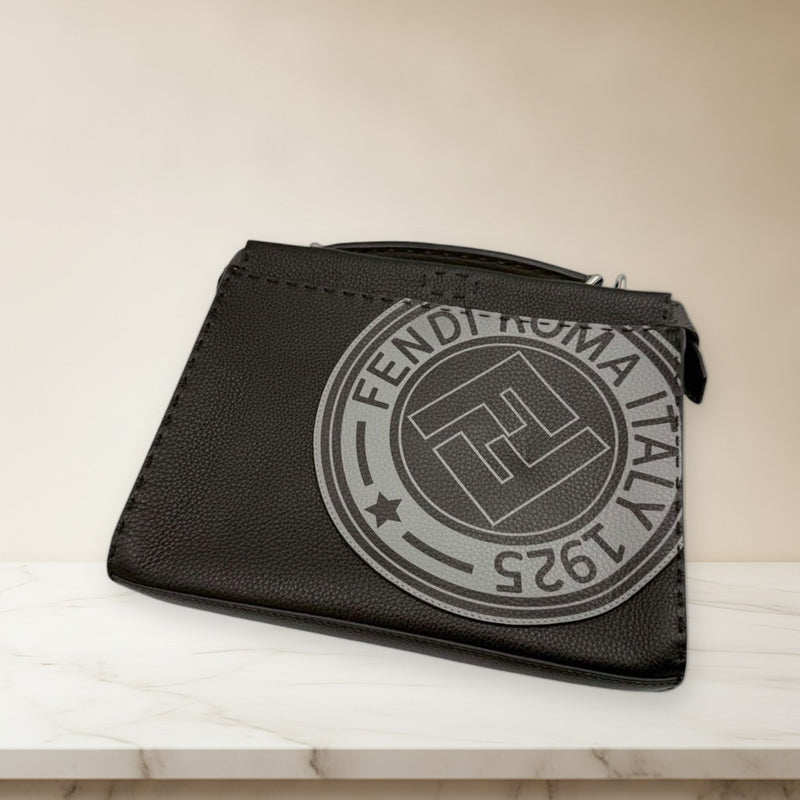Fendi Peekaboo Handbag Black Grained Leather