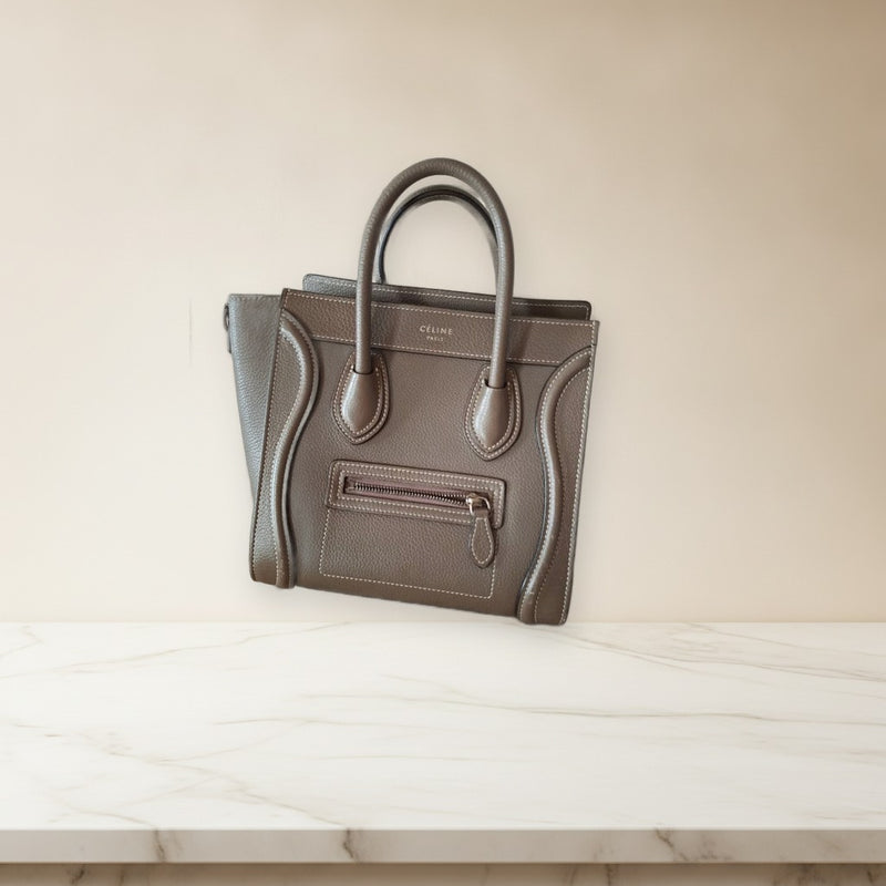 Celine Luggage Nano Handbag Suri Leather Old Logo Phoebe Era